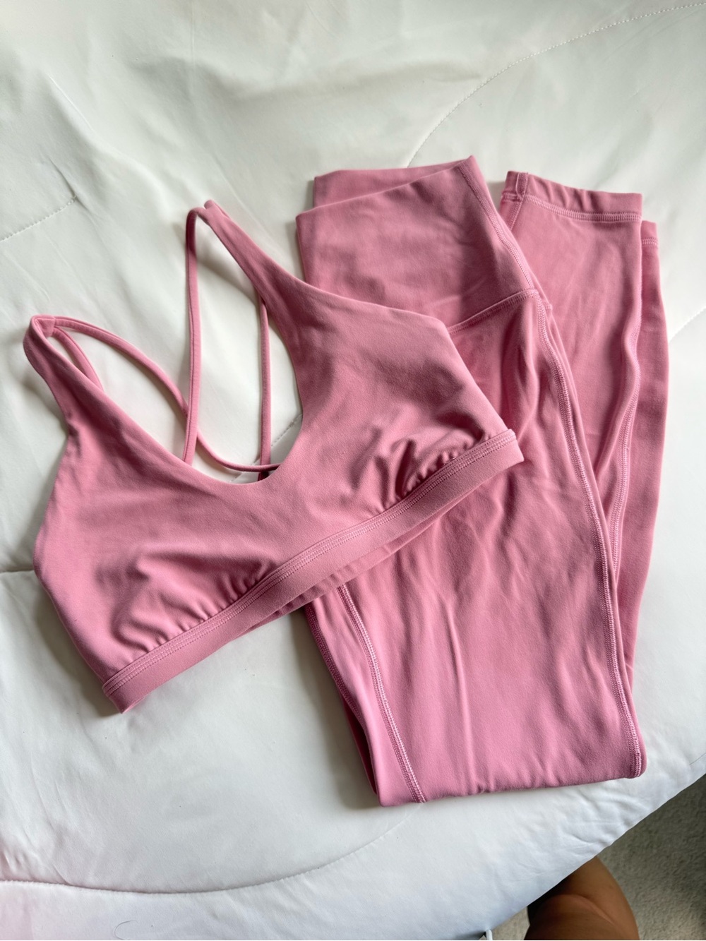 lululemon athletica Pink Seamless Double-Strap Sports Bra and Leggings Set